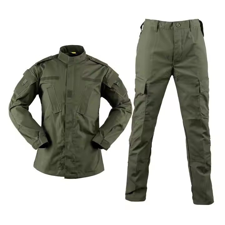 Men's Outdoor Tactical Camouflage ACU Uniform Set Rib-stop Fabric Working Uniform Suits for Hunting